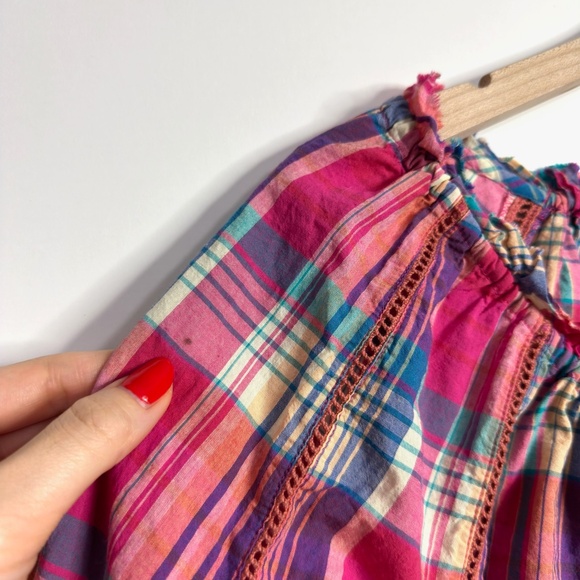 SUNDANCE Plaid Peasant Top - Picture 4 of 9